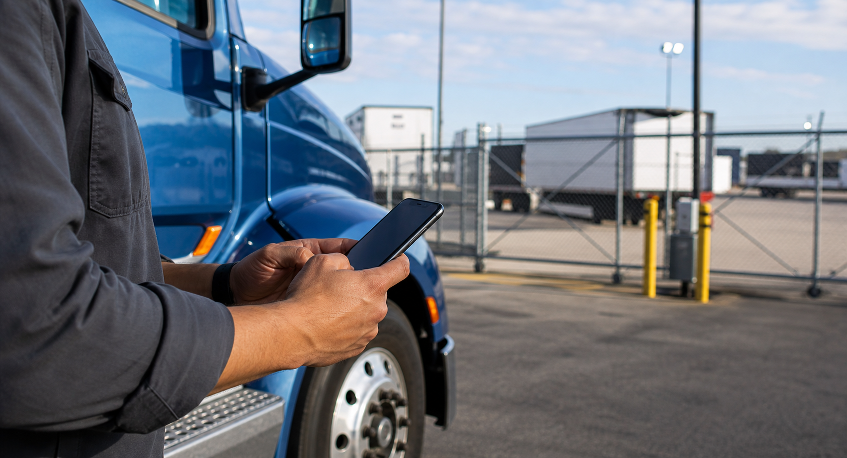 Mobile checkout view for a truck parking yard reservation